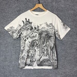 Vintage 1994 Animal Safari All Over Print T-Shirt Size Medium